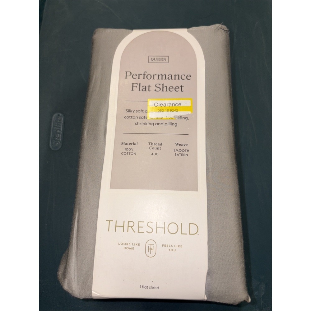 Queen 400 Thread Count Performance Flat‎ Sheet Classic Gray - Threshold: Cotton